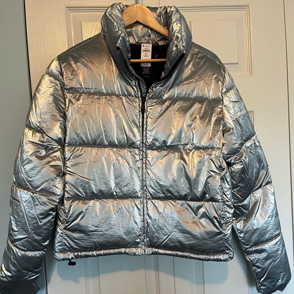 GAP Metallic Silver Puffer Jacket